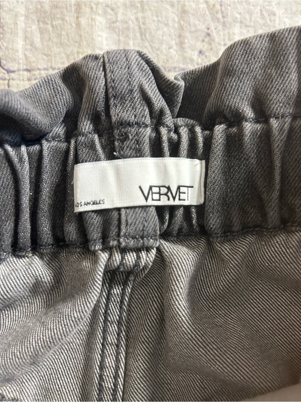 VERVET GRAY WASH HIGH-RISE PAPER BAG DENIM SHORTS MATCHING TIE BELT RETRO SIZE L - Picture 6 of 11